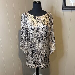 Z Zara Women's XS Black and White Abstract Silk Mini Dress